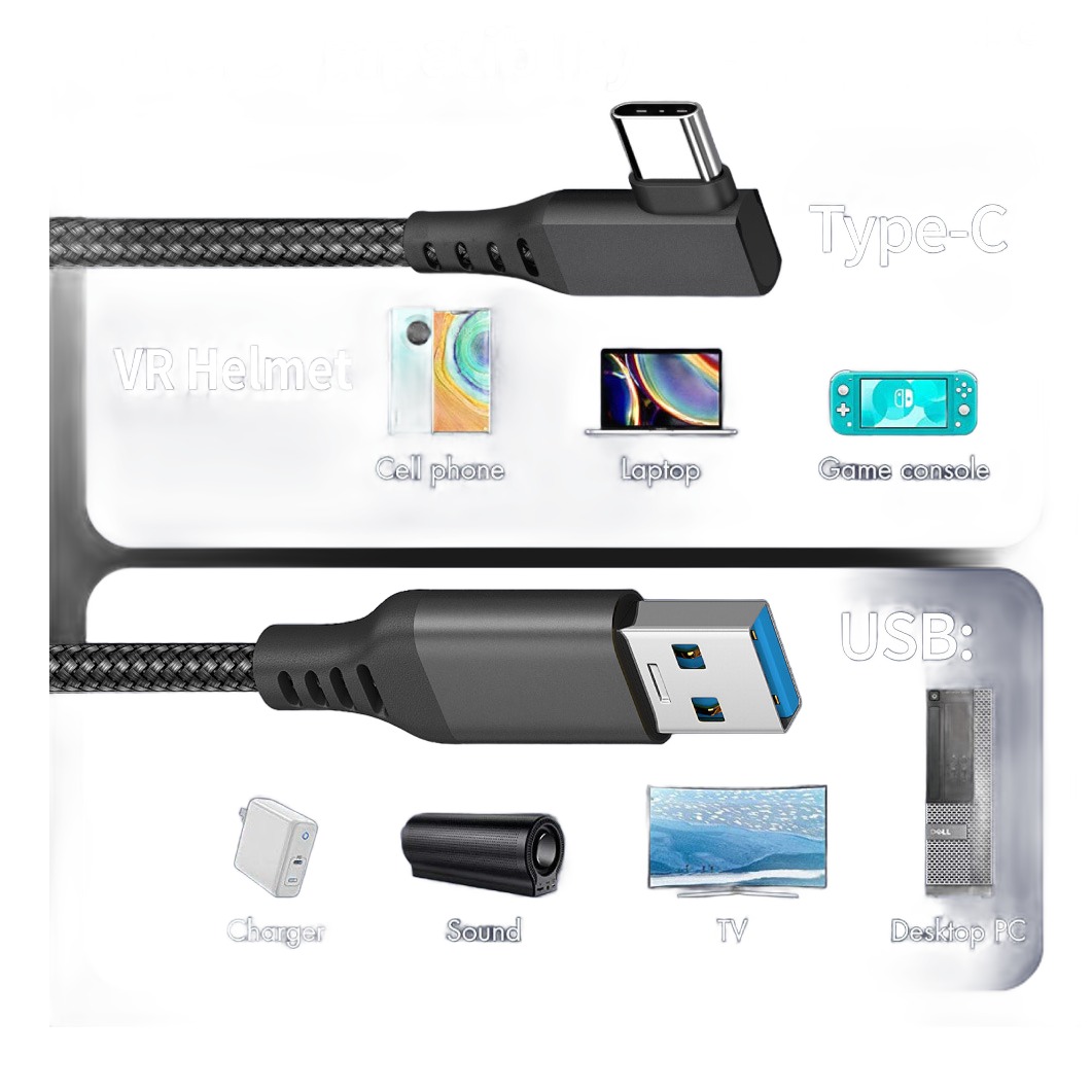 Adaptateur USB-C en trois ou cinq mètres, quatre versions Adaptateur USB-C en trois ou cinq mètres, quatre versions, vue de face
