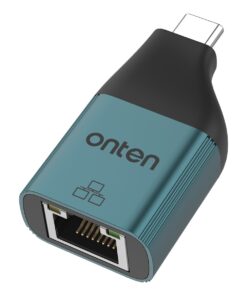 Adaptateur USB C ethernet vers RJ45, deux débits au choix, vue de trois quarts