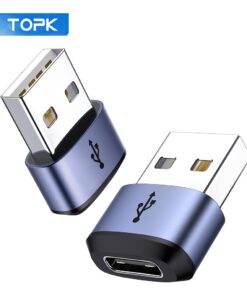Adaptateur USB-C femelle vers USB A male en lot, vue de trois quarts