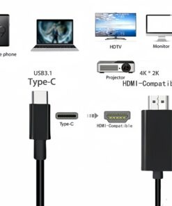 Adaptateur USB c HDMI 4K a 60 Hz pour telephone, vue de trois quarts