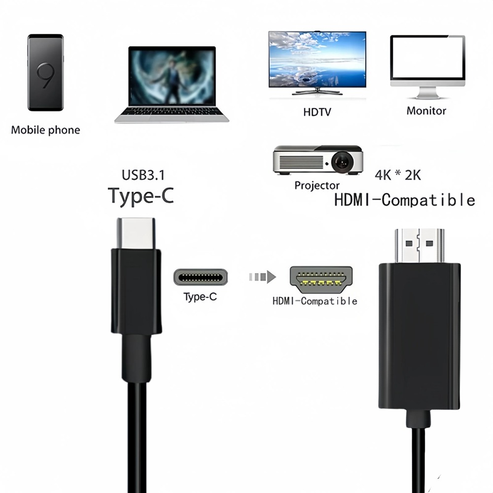 Adaptateur USB c HDMI 4K a 60 Hz pour telephone Adaptateur USB c HDMI 4K a 60 Hz pour telephone, vue de trois quarts