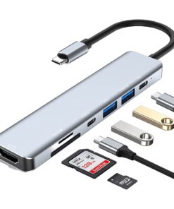 Adaptateur USB C HDMI 4K, hub avec lecteur de cartes et ports USB, vue principale
