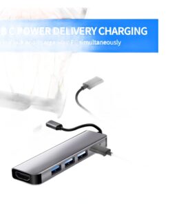 Adaptateur USB C HDMI 4K, hub avec lecteur de cartes et ports USB, detail