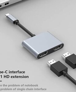 Adaptateur USB C HDMI à double sortie, boîtier en métal, vue de face
