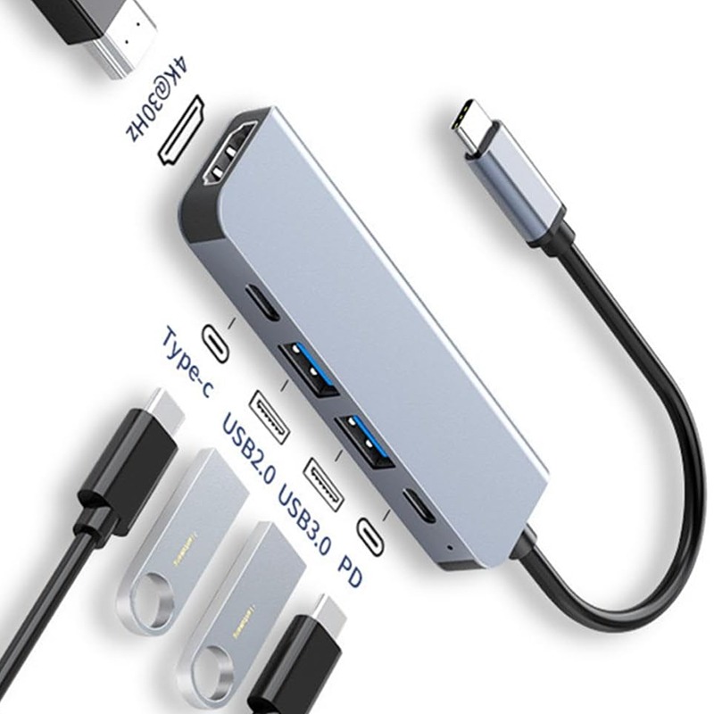 Adaptateur USB C HDMI avec deux ports USB et charge Adaptateur USB C HDMI avec deux ports USB et charge, vue principale