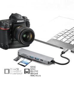 Adaptateur USB C HDMI avec deux ports USB et charge, vue de face