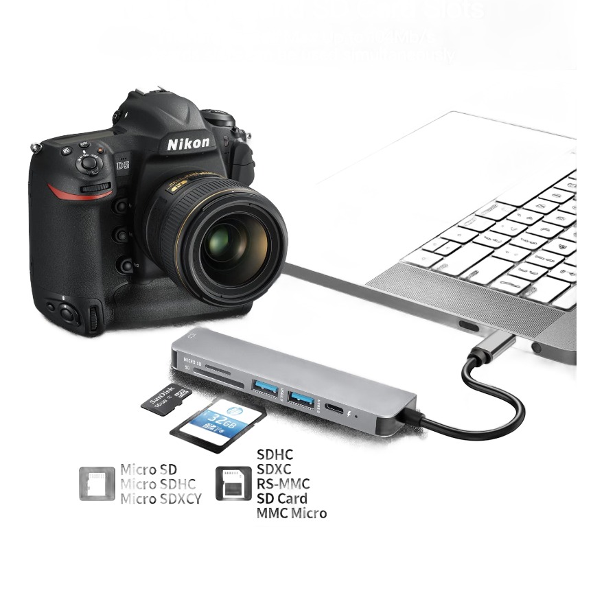 Adaptateur USB C HDMI avec deux ports USB et charge Adaptateur USB C HDMI avec deux ports USB et charge, vue de face