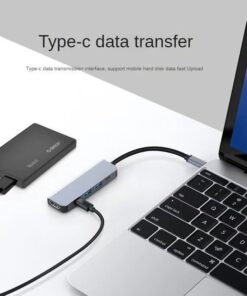Adaptateur USB C HDMI avec deux ports USB et charge, detail
