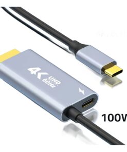 Adaptateur USB C HDMI en câble de 1,8 m avec entrée de charge, vue principale
