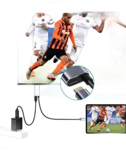 Adaptateur USB C HDMI en câble de 1,8 m avec entrée de charge, vue de face