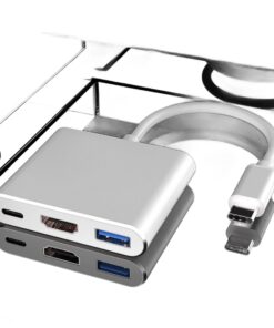 Adaptateur USB C HDMI, trois ports et deux coloris au choix, vue de trois quarts