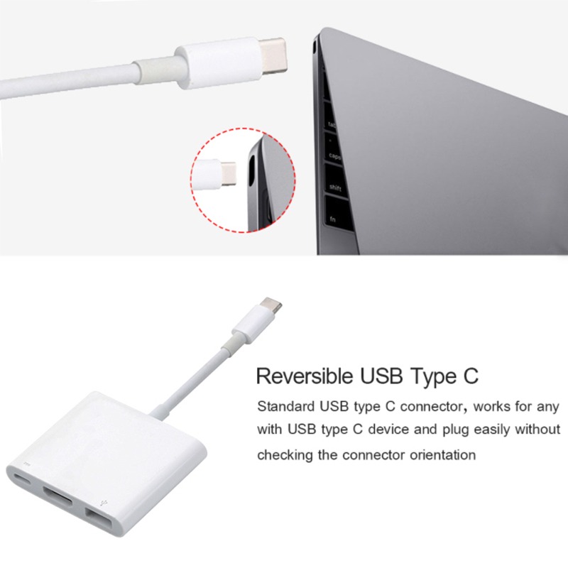 Adaptateur USB c HDMI trois ports, vidéo 4K et USB 3.0 Adaptateur USB c HDMI trois ports, vidéo 4K et USB 3.0, vue arriere