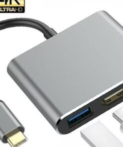 Adaptateur USB-C, hub USB-C 3 en 1 : PD100W, 4K, USB 3.0, vue de face
