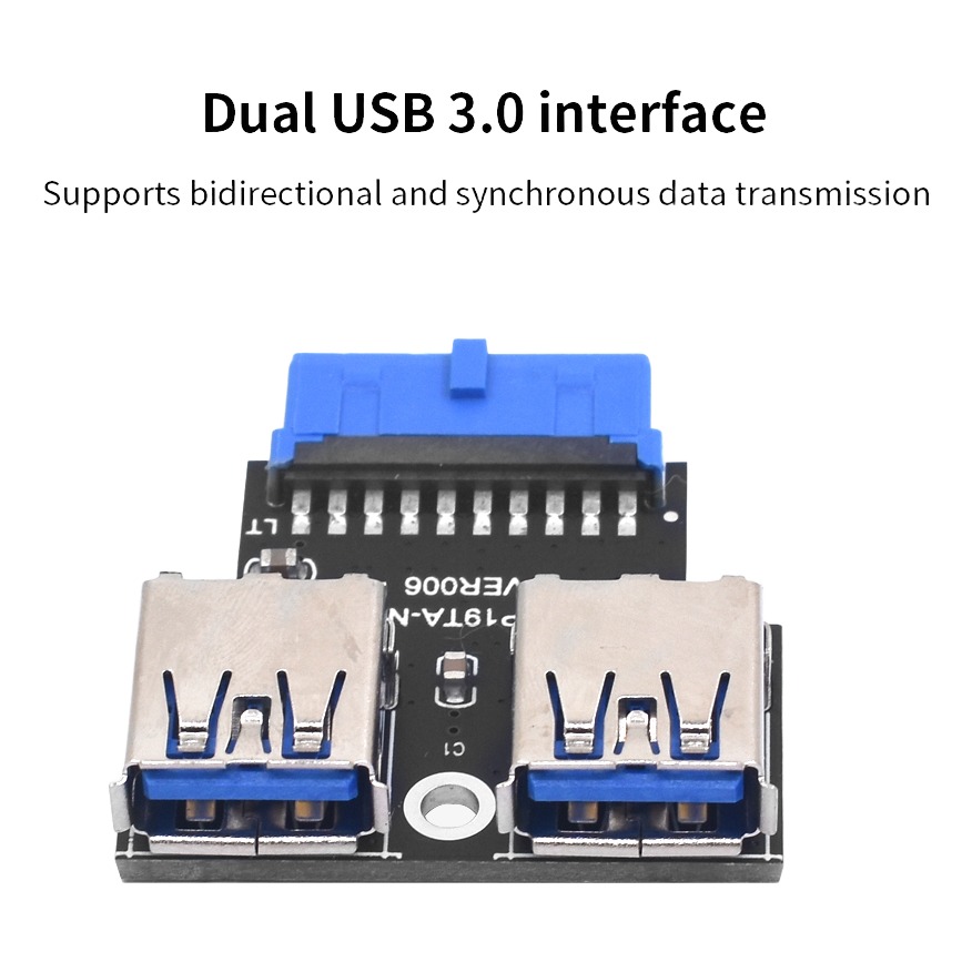Adaptateur USB C interne pour carte mère, 19 broches vers Type-C Adaptateur USB C interne pour carte mère, 19 broches vers Type-C, vue de face