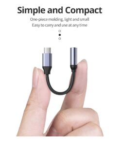 Adaptateur USB C jack 3,5 mm à câble tressé pour écouteurs, vue de face