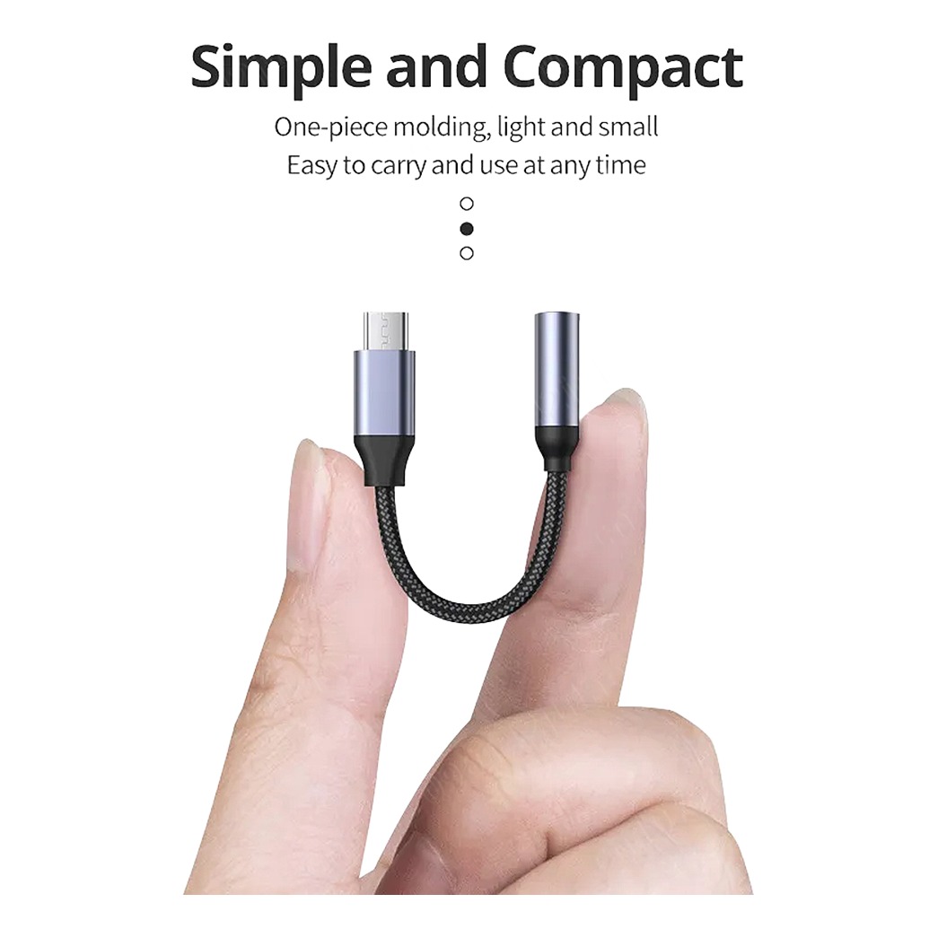 Adaptateur USB C jack 3,5 mm à câble tressé pour écouteurs Adaptateur USB C jack 3,5 mm à câble tressé pour écouteurs, vue de face