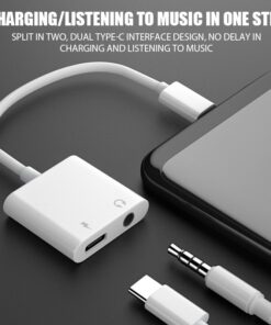 Adaptateur USB c jack 3,5 mm et port de charge, detail