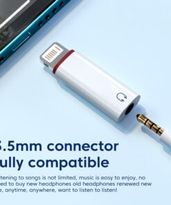 Adaptateur USB C jack 3,5 mm, ou version pour ancien iPhone, vue de trois quarts