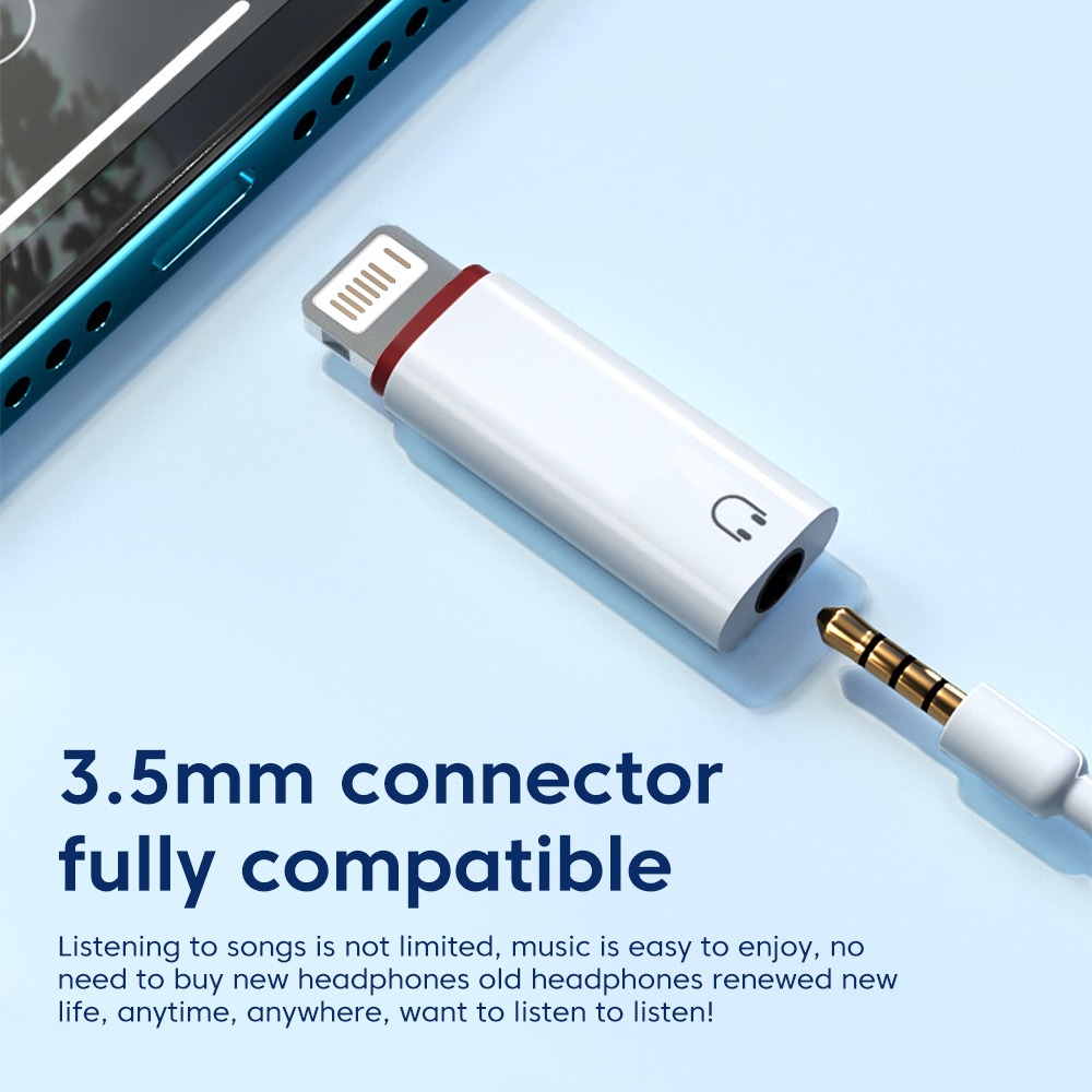 Adaptateur USB C jack 3,5 mm, ou version pour ancien iPhone Adaptateur USB C jack 3,5 mm, ou version pour ancien iPhone, vue de trois quarts