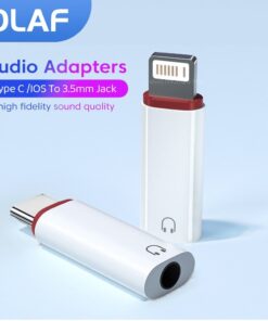 Adaptateur USB C jack 3,5 mm, ou version pour ancien iPhone, vue de face