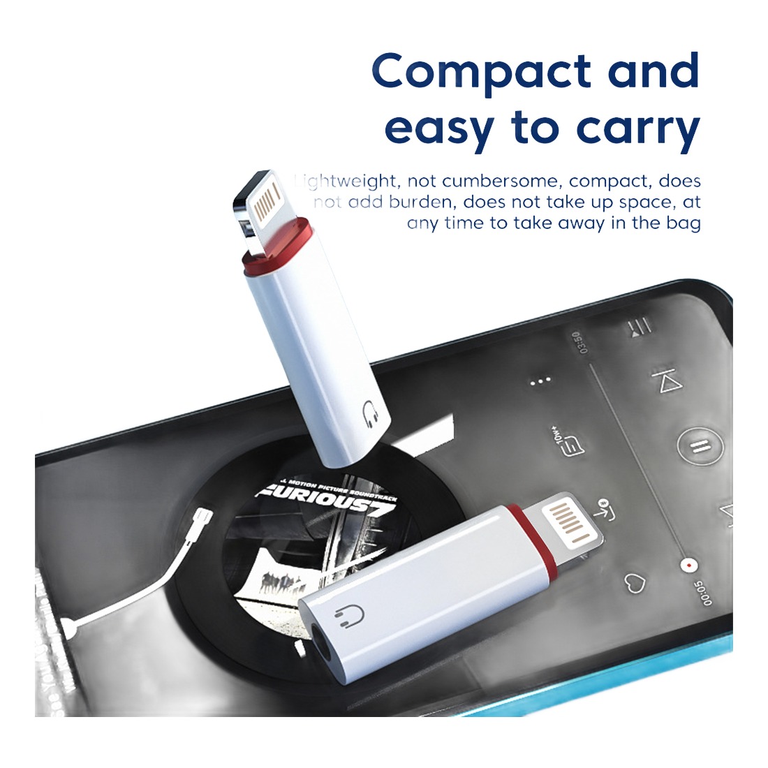 Adaptateur USB C jack 3,5 mm, ou version pour ancien iPhone Adaptateur USB C jack 3,5 mm, ou version pour ancien iPhone, vue arriere