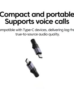 Adaptateur USB C jack 3,5 mm pour casque, puce audio intégrée, vue de trois quarts