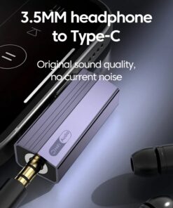 Adaptateur USB C jack a double entree pour telephone et PC, vue de face