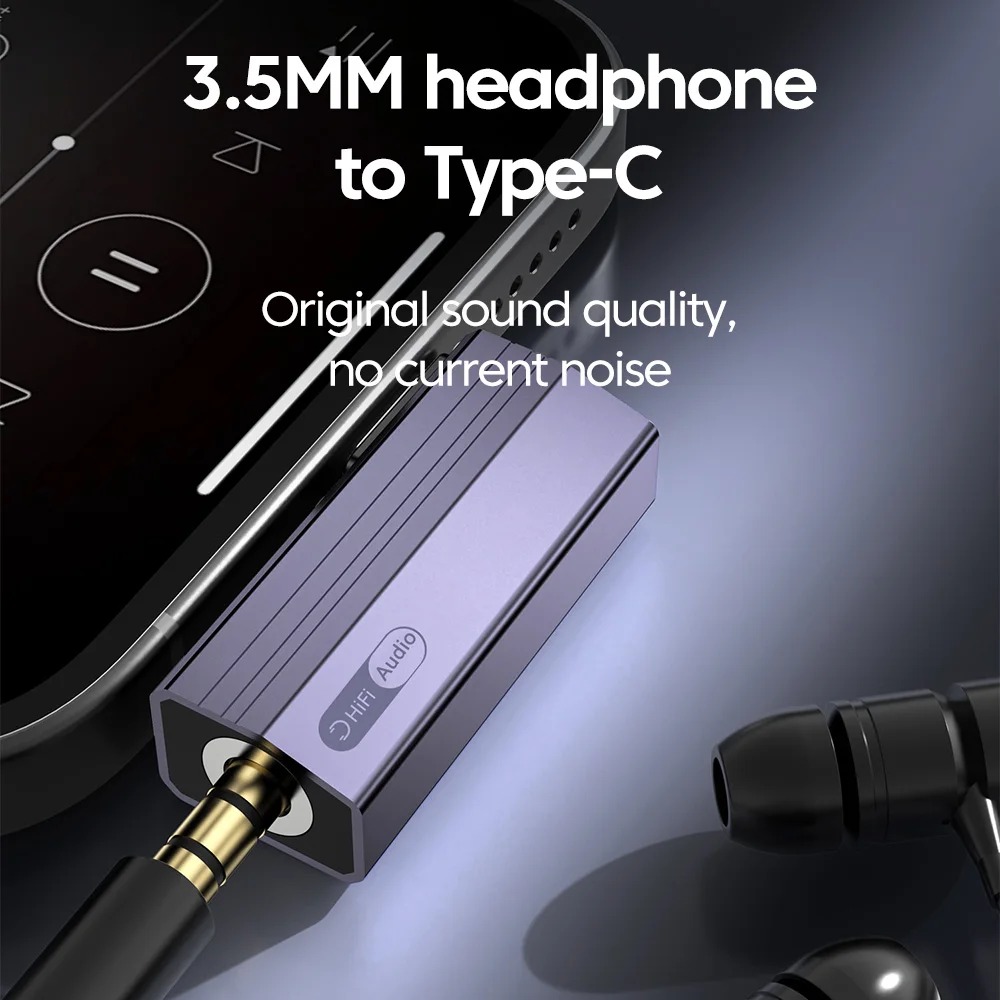 Adaptateur USB C jack a double entree pour telephone et PC Adaptateur USB C jack a double entree pour telephone et PC, vue de face