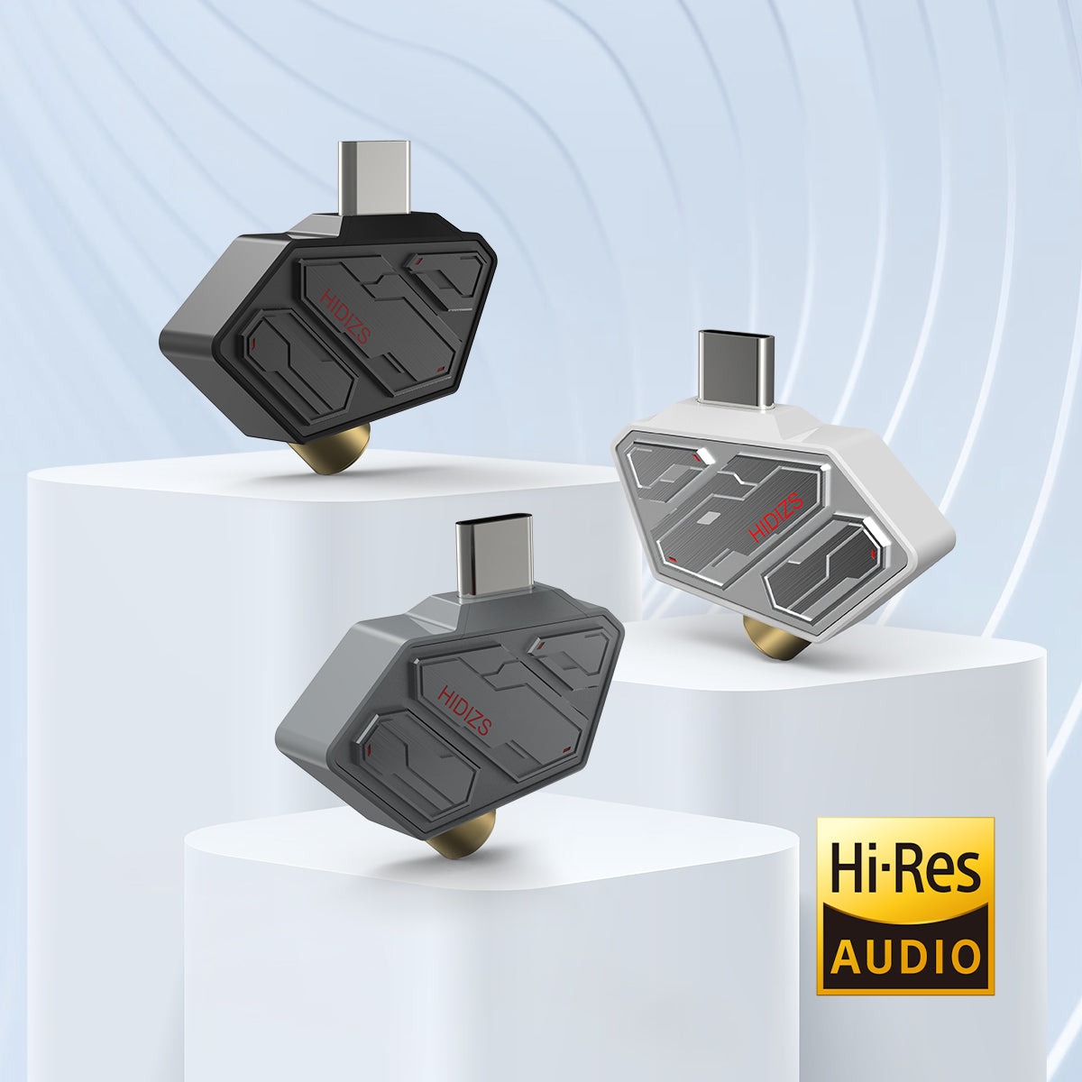 Adaptateur USB C jack avec convertisseur audio dédié Adaptateur USB C jack avec convertisseur audio dédié, vue de trois quarts