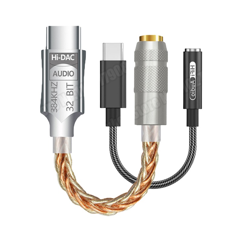 Adaptateur USB C jack avec convertisseur haute resolution Adaptateur USB C jack avec convertisseur haute resolution, vue de trois quarts
