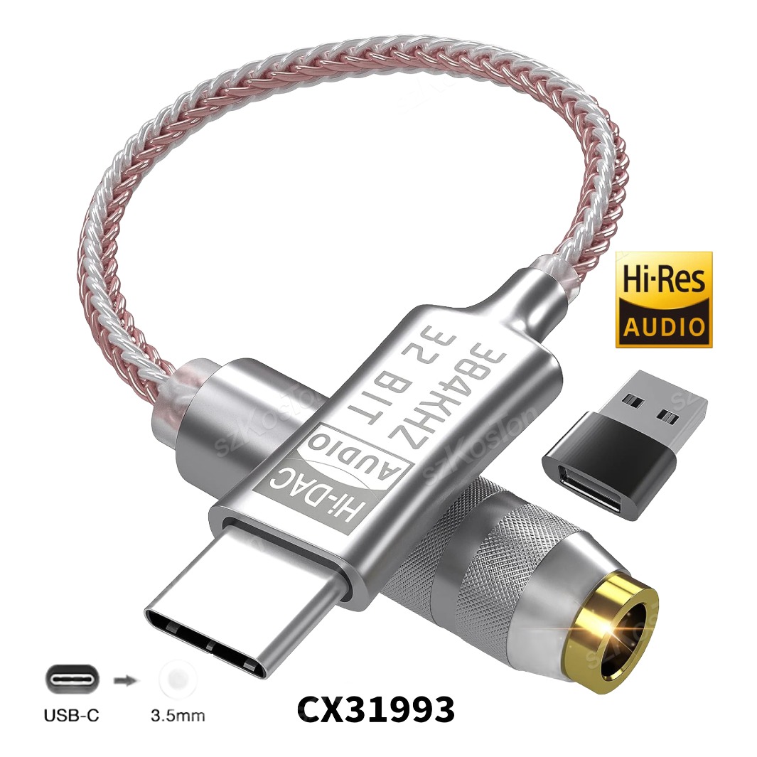 Adaptateur USB C jack avec DAC intégré, amplificateur pour casque Adaptateur USB C jack avec DAC intégré, amplificateur pour casque, vue principale