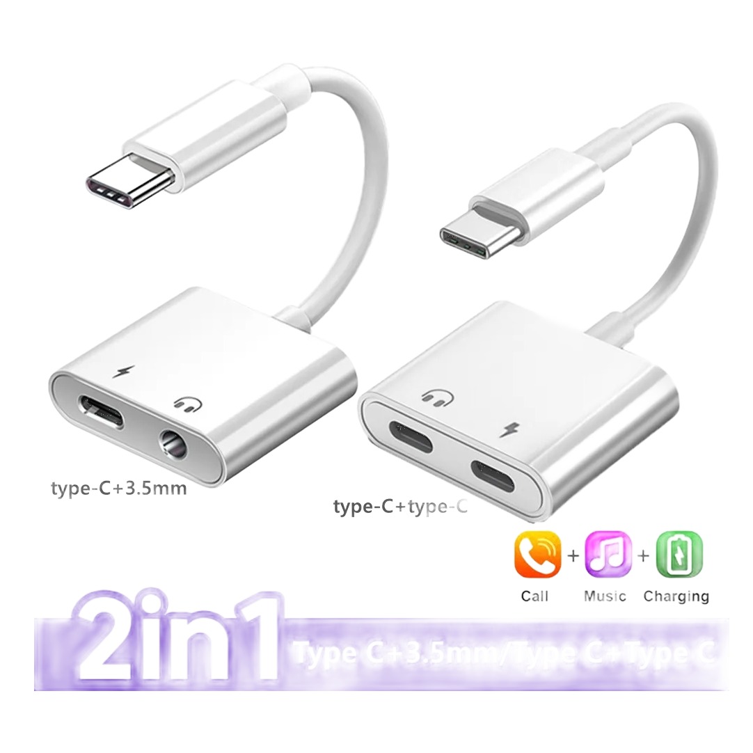 Adaptateur USB c jack avec seconde sortie de type C Adaptateur USB c jack avec seconde sortie de type C, vue principale
