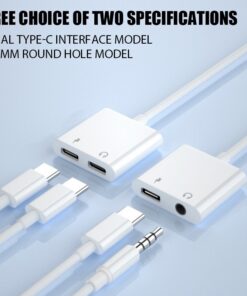 Adaptateur USB c jack avec seconde sortie de type C, vue arriere