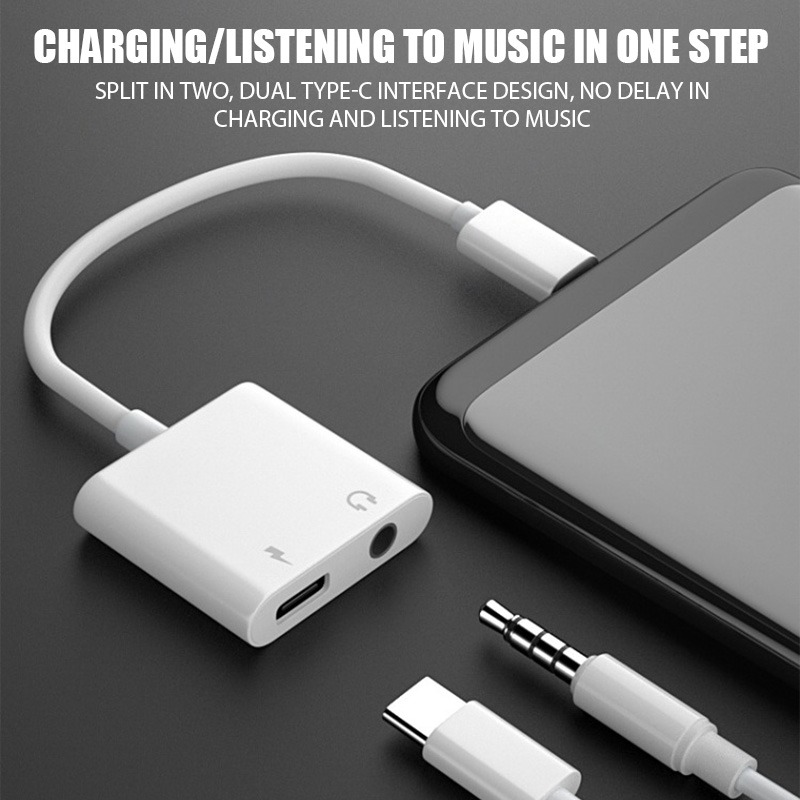 Adaptateur USB c jack avec seconde sortie de type C Adaptateur USB c jack avec seconde sortie de type C, vue de profil