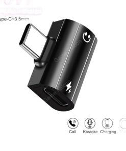 Adaptateur USB C jack coude a 90 degres avec charge, vue de face