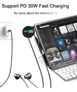 Adaptateur USB C jack coude a 90 degres avec charge, detail