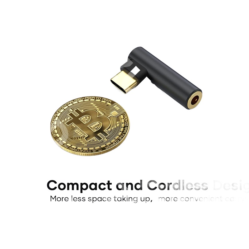 Adaptateur USB C jack coudé à 90 degrés pour écouteurs, gris ou noir Adaptateur USB C jack coudé à 90 degrés pour écouteurs, gris ou noir, vue principale