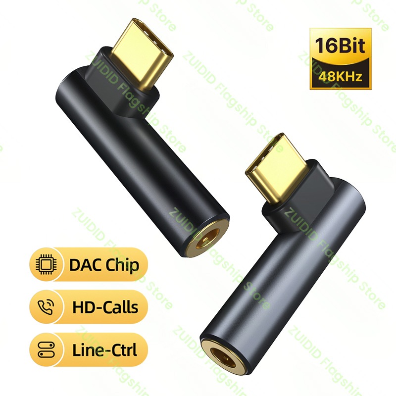 Adaptateur USB C jack coudé à 90 degrés pour écouteurs, gris ou noir Adaptateur USB C jack coudé à 90 degrés pour écouteurs, gris ou noir, vue de trois quarts