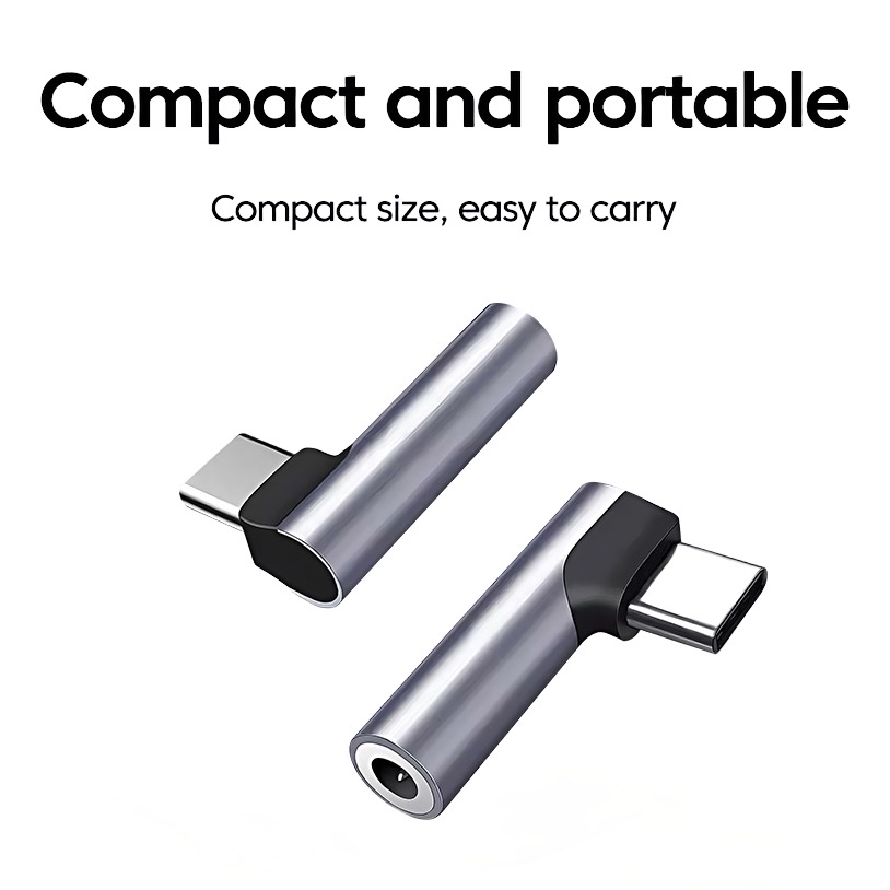 Adaptateur USB C jack coudé à angle droit, appels compris Adaptateur USB C jack coudé à angle droit, appels compris, vue de trois quarts