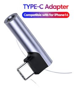 Adaptateur USB C jack coudé à angle droit, appels compris, vue de face