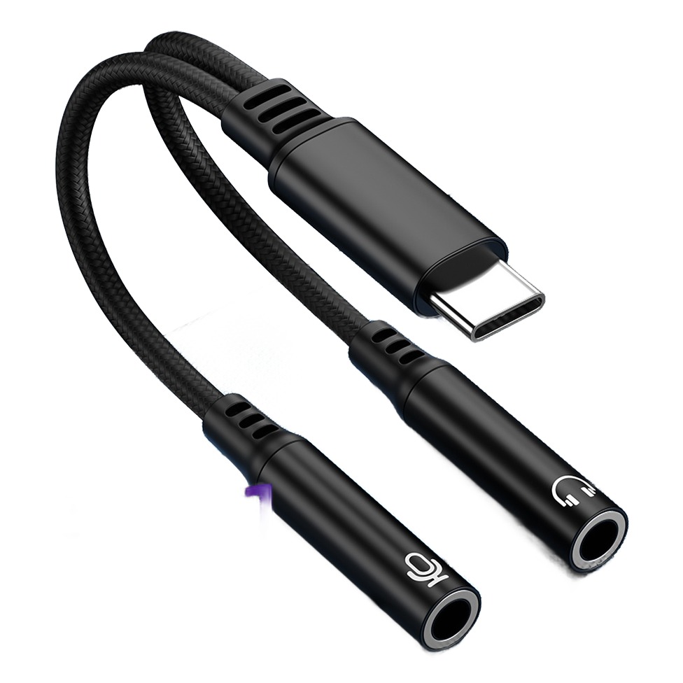 Adaptateur USB C jack deux sorties pour partager le son à deux Adaptateur USB C jack deux sorties pour partager le son à deux, vue principale