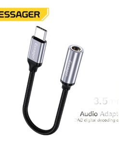 Adaptateur USB C jack en cable tresse gris fonce, vue principale