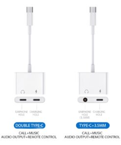 Adaptateur USB C jack et charge 2 en 1 pour musique et appels, vue principale