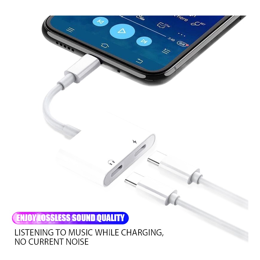 Adaptateur USB C jack et charge 2 en 1 pour musique et appels Adaptateur USB C jack et charge 2 en 1 pour musique et appels, vue de trois quarts