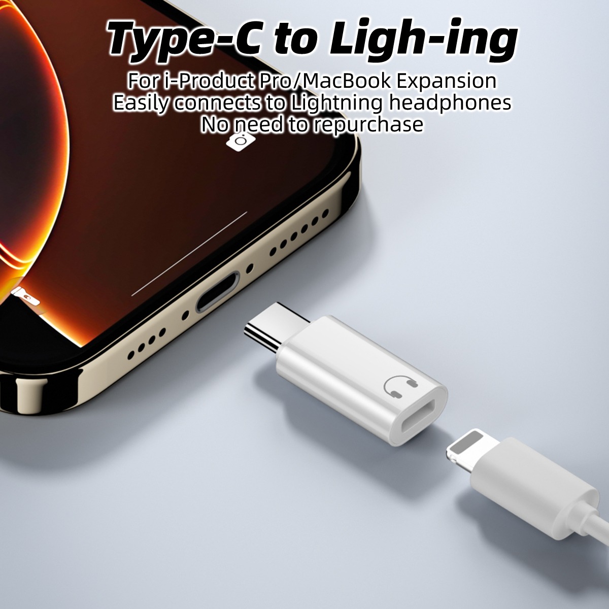 Adaptateur USB C jack pour casque filaire de telephone Adaptateur USB C jack pour casque filaire de telephone, vue de face
