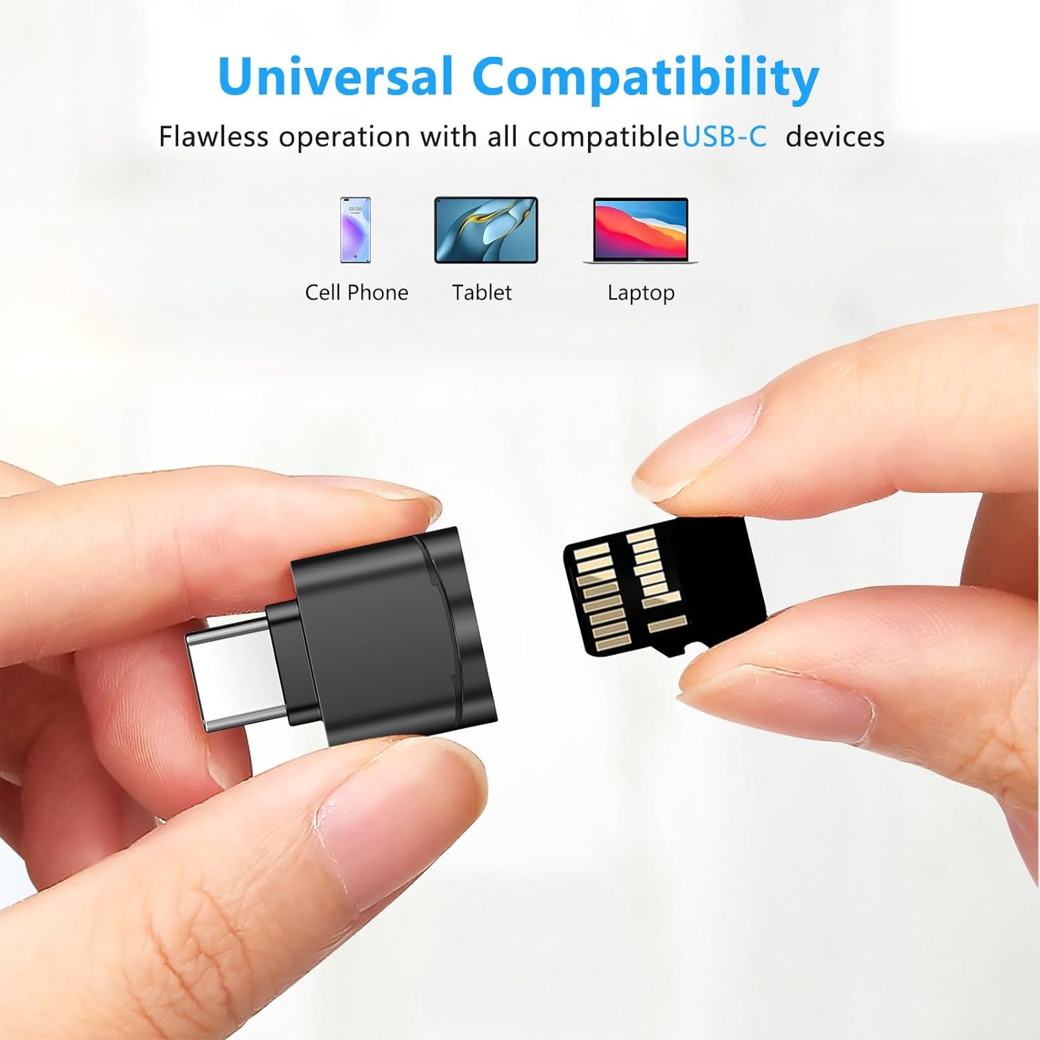 Adaptateur USB-C lecteur de cartes microSD, lot de deux Adaptateur USB-C lecteur de cartes microSD, lot de deux, vue de trois quarts