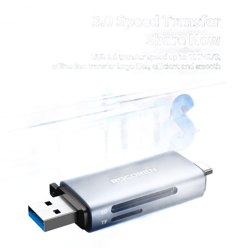 Adaptateur USB-C lecteur de cartes SD et microSD 2 en 1 Adaptateur USB-C lecteur de cartes SD et microSD 2 en 1, vue principale