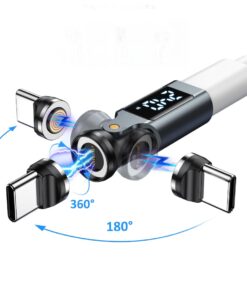 Adaptateur USB-C magnétique 9 broches avec afficheur, vue de trois quarts