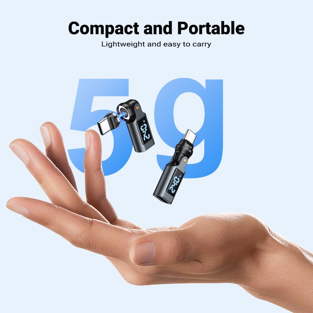 Adaptateur USB-C magnétique 9 broches avec afficheur Adaptateur USB-C magnétique 9 broches avec afficheur, vue de face