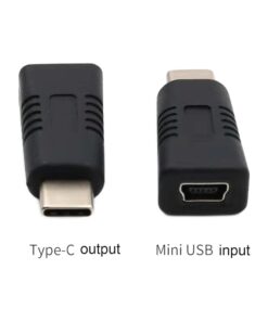 Adaptateur USB-C male vers mini USB femelle universel, vue de profil